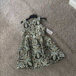 Blue and Green Sleeveless A-line Dress